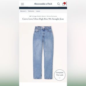 Abercrombie 90s straight ultra high rise jeans curve love size 28/6s